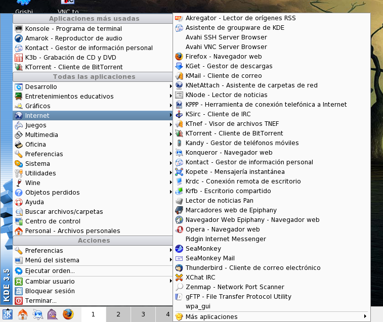 The K-menu in my desktop in Spanish