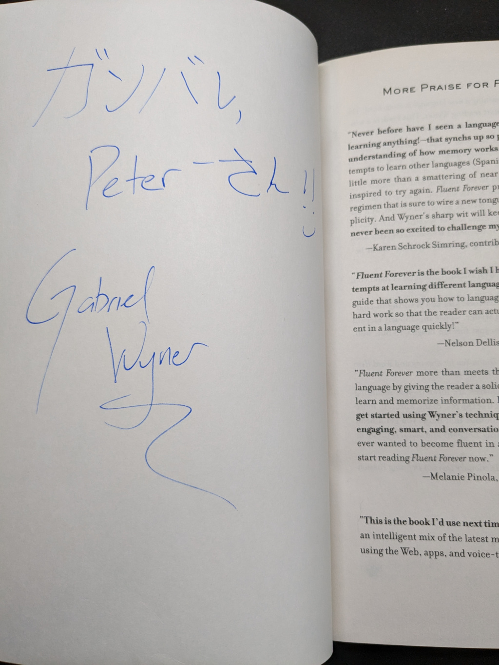 Signed inside front cover